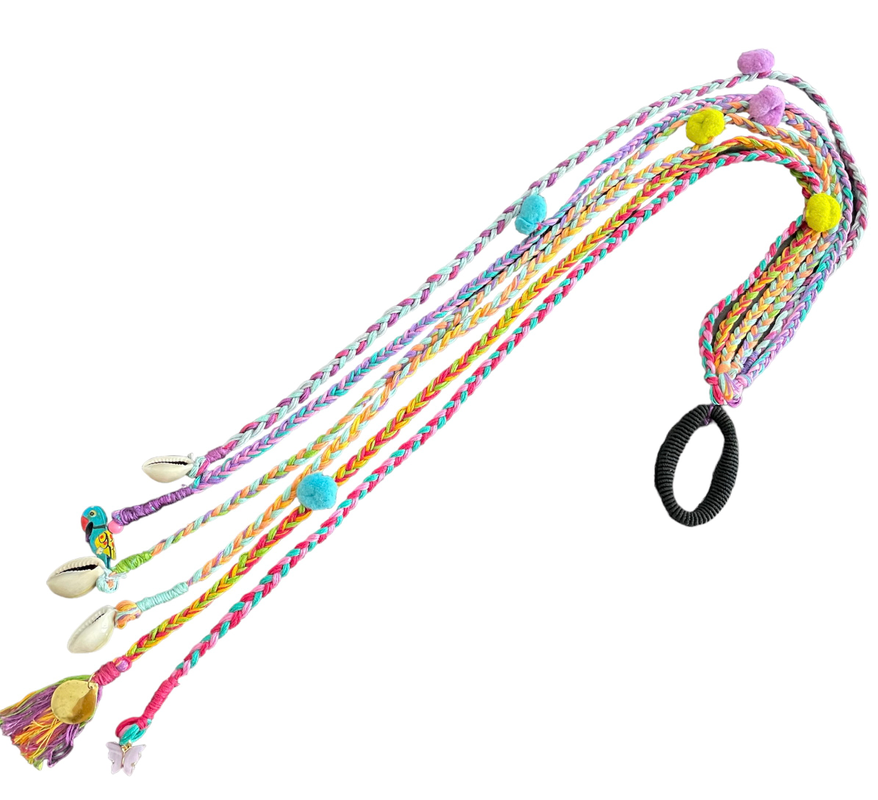 Boho pastel hairbraids with pom poms
